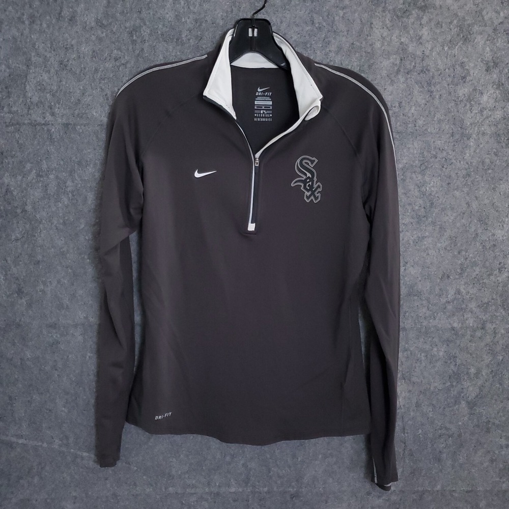 Nike Chicago White Sox Sweatshirt Womens M Black 1/4 Zip Dri-Fit Pullover Nylon